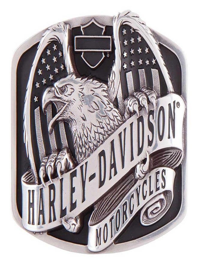 HARLEY DAVIDSON Harley-Davidson Men's Wings Over America Belt Buckle, Antique Silver HDMBU11402 - Image 1